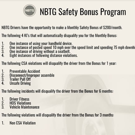 Safety Bonus Policy